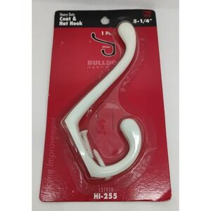 NIP Bulldog Hardware 5 1/4in Heavy Duty Coat/Hat Hanging Hook‎ White